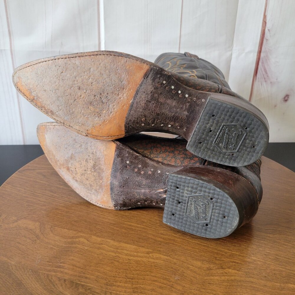 Vintage Tony Lama 6283 Brown Caribou Western Cowboy Boots. Men’s 10 R, El Paso, - Picture 9 of 12